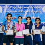 Girl's Badminton team of St Philomena P.U.College bags the winners trophy