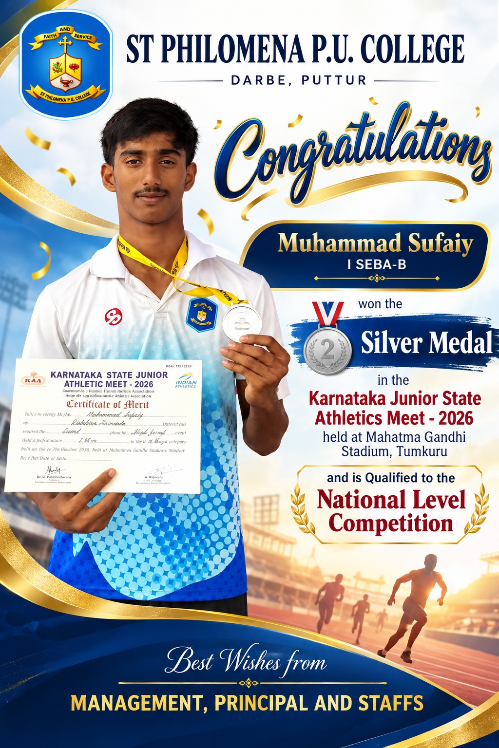 Winning Silver Medal at State Level