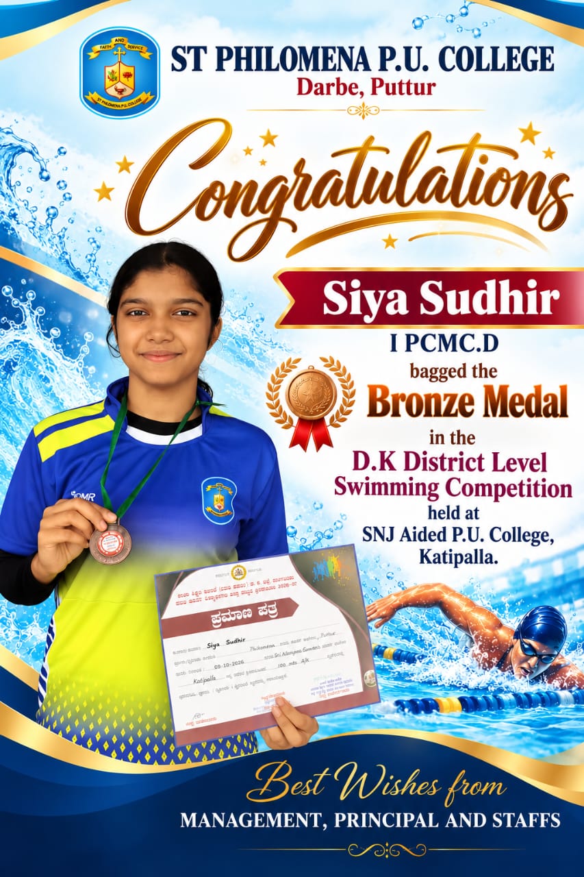 Bronze Medal in the D.K District Level Swimming Competition