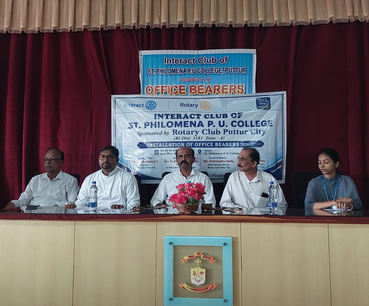 Installation Ceremony to the  New Office Bearers of Interact Club at St Philomena P.U. College
