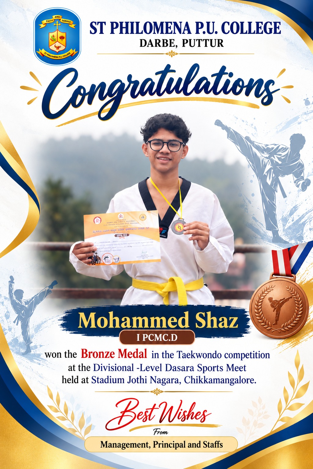 Winning Bronze Medal in Taekwondo