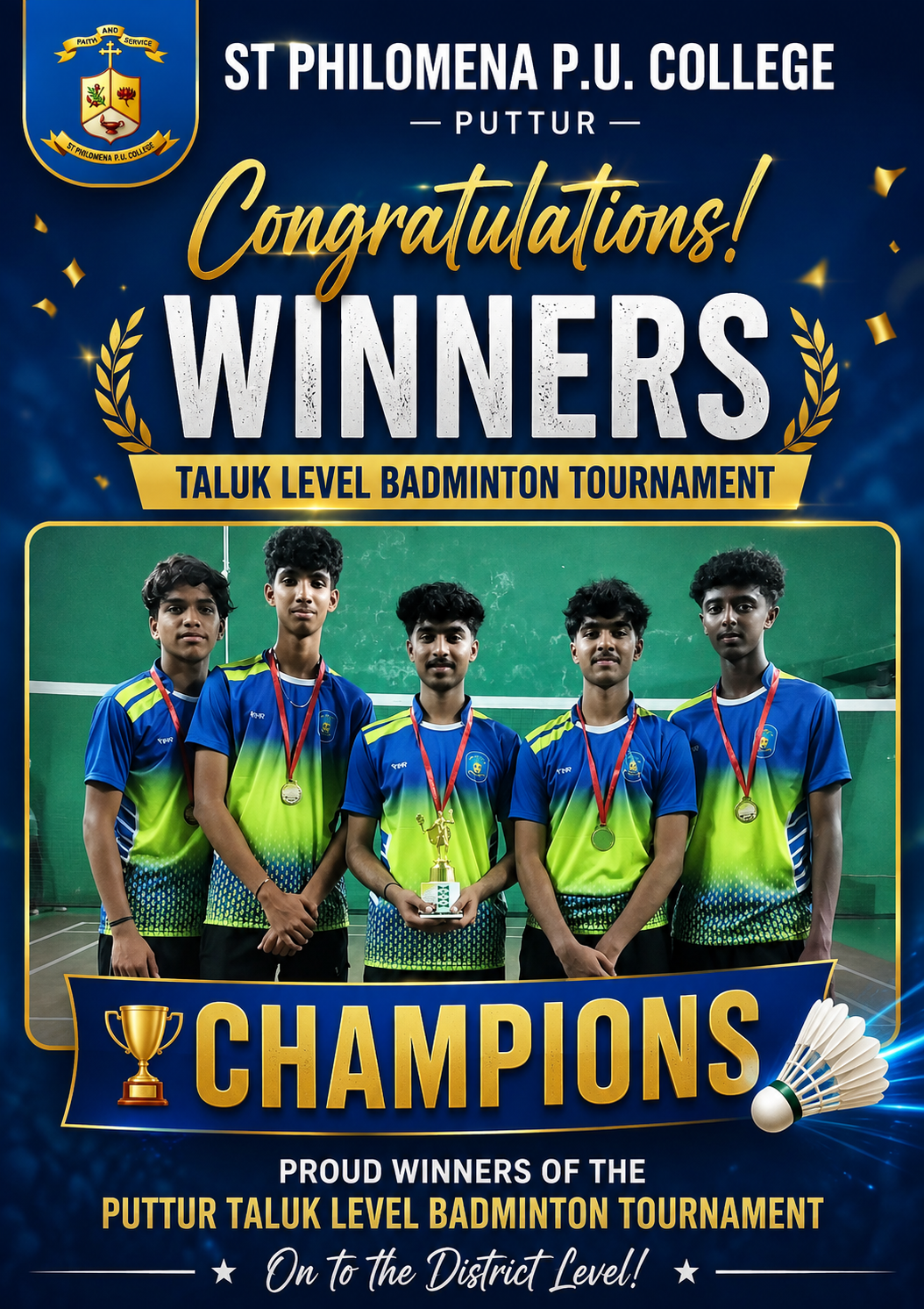 Scoops Taluk Level Badminton Trophy.